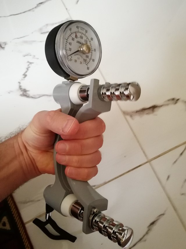 Grip tag i dynamometern och tryck allt du kan.