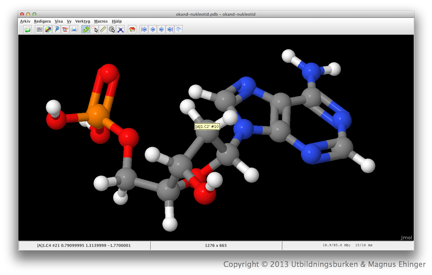 Adenosinmonofosfat i Jmol.