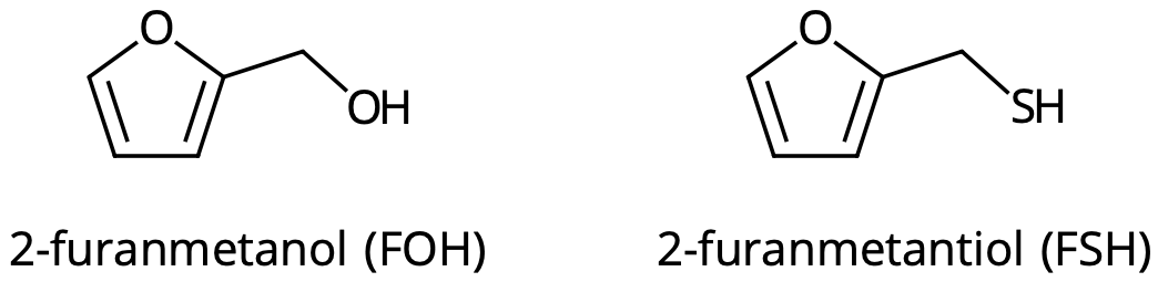2-furanmetanol och 2-furanmetantiol. 