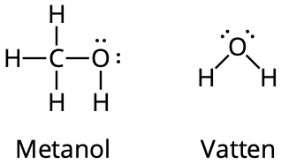 metanol vatten elektronformler