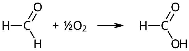 Metanal + ½O₂ → metansyra