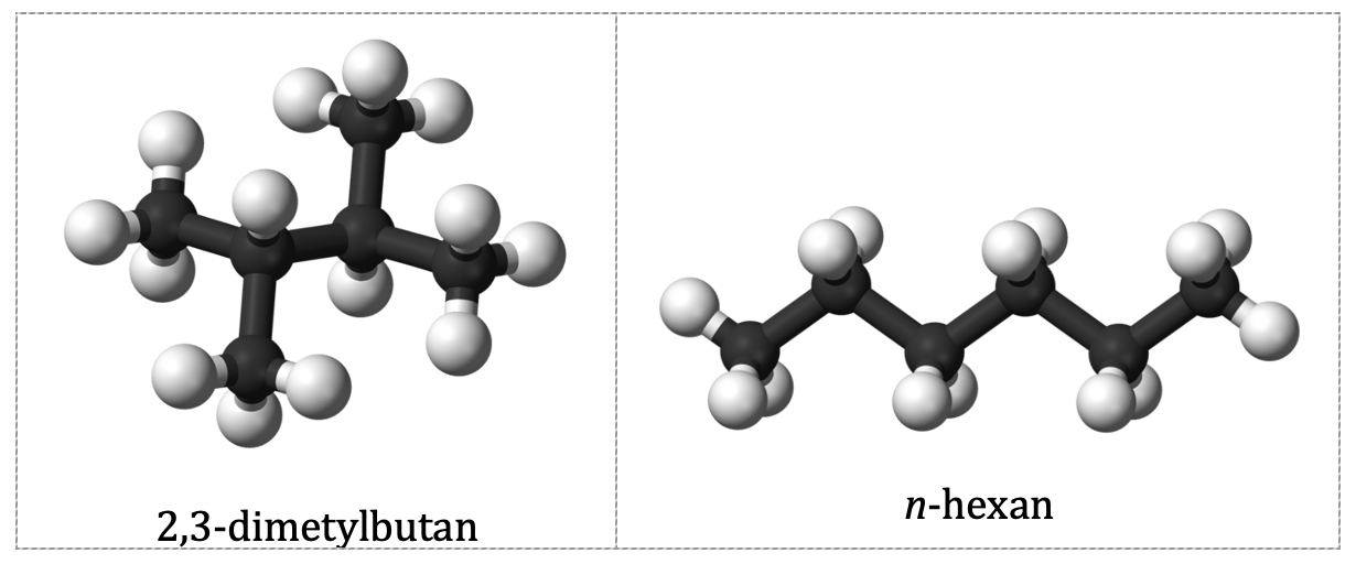 2,3-dimetylbutan och n-hexan.
