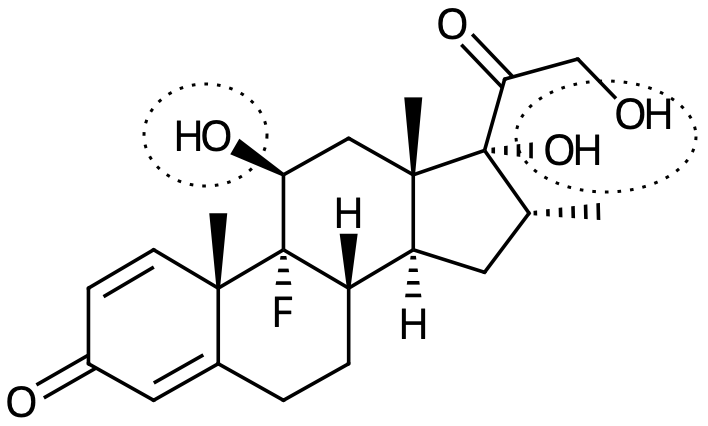 Dexametason – OH-grupper inringade
