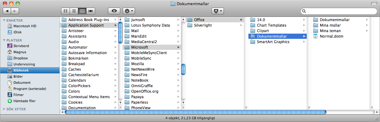 Kopiera Normal.dotm i Mac OSX